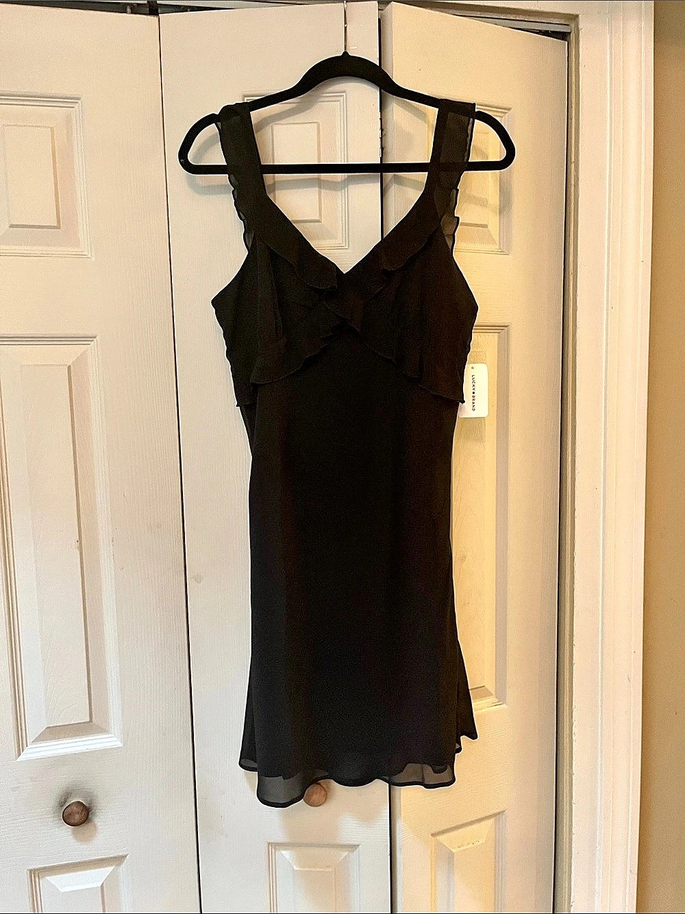 Lucky Brand 119802 Black Ruffle Mini Dress Size Medium NWT